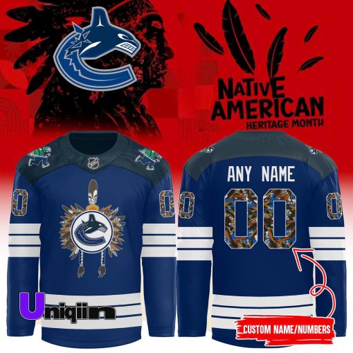 Vancouver Canucks Native American Heritage Month 2024 Hockey Jersey