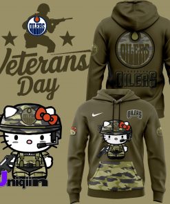 Hello Kitty x Edmonton Oilers 2024 Veterans Day Hoodie