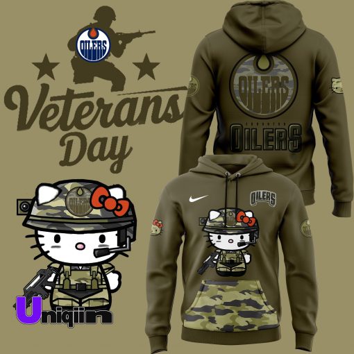 Hello Kitty x Edmonton Oilers 2024 Veterans Day Hoodie