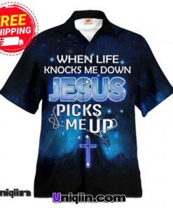 Jesus When Life Knocks Me Down Hawaiin Shirt 2 768×768