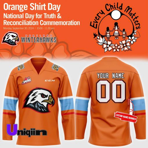 WHL x Orange Shirt Day Portland Winterhawks Hockey orange Jersey