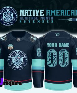 Seattle Kraken 2024 Native American Heritage Month custom your name Jersey