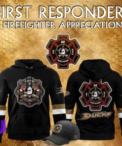 Anaheim Ducks x 2024 Firefighter Appreciation Night Premium Limited Tee Hoodie