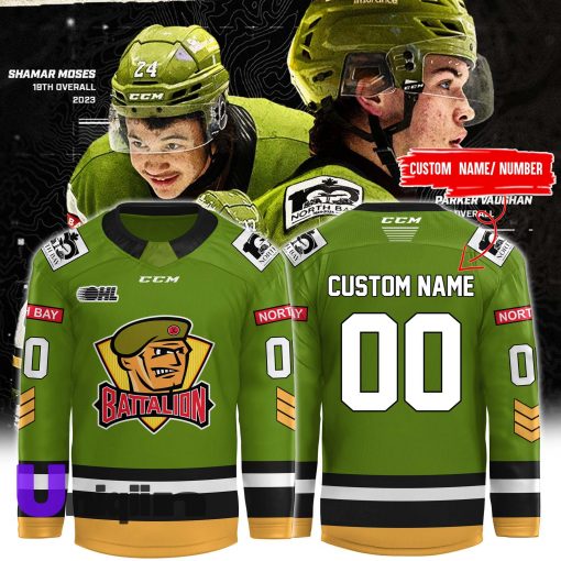 Green & Gold North Bay Battalion New 2025 Jersey (Custom)