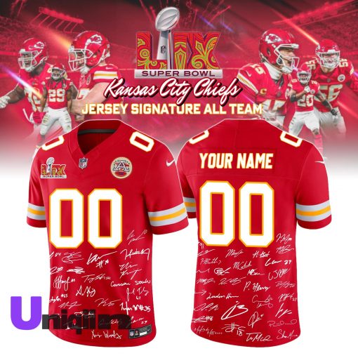 Kansas City ChiefsSuper Bowl 2025 Champions! Jersey SIGNATURE