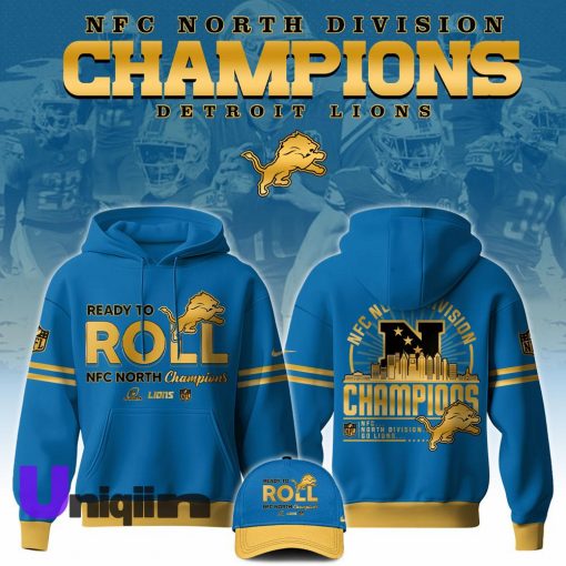 LIONS Back To Bcack NFC North Division 2024 Blue Hoodie