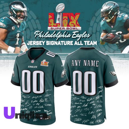 Philadelphia Eagles Super Bowl 2025 Champions! Jersey SIGNATURE