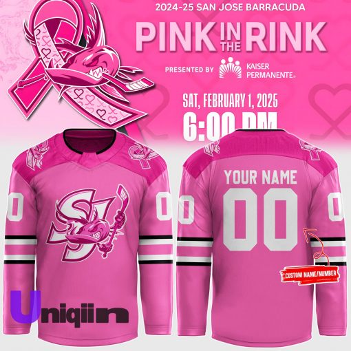 San Jose Barracuda “Pink in the Rink” 2024 25 jersey