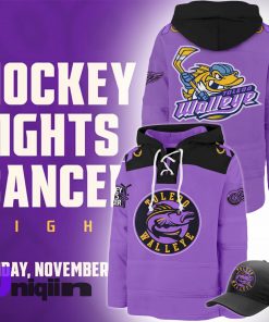 Toledo Walleye x Hockey Fight Cancer Night 2024 Lace up Hoodie