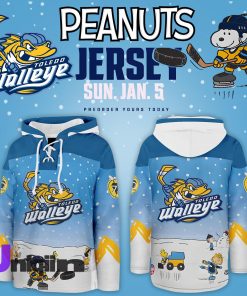 Toledo Walleye x Peanuts Night Limited Edition Custom Lace up Hoodie